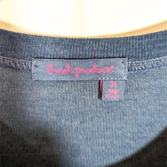 Fresh Produce Boxy Pullover Sweatshirt Womens OS Free Size Slate Blue Stretchy! - Picture 6 of 7